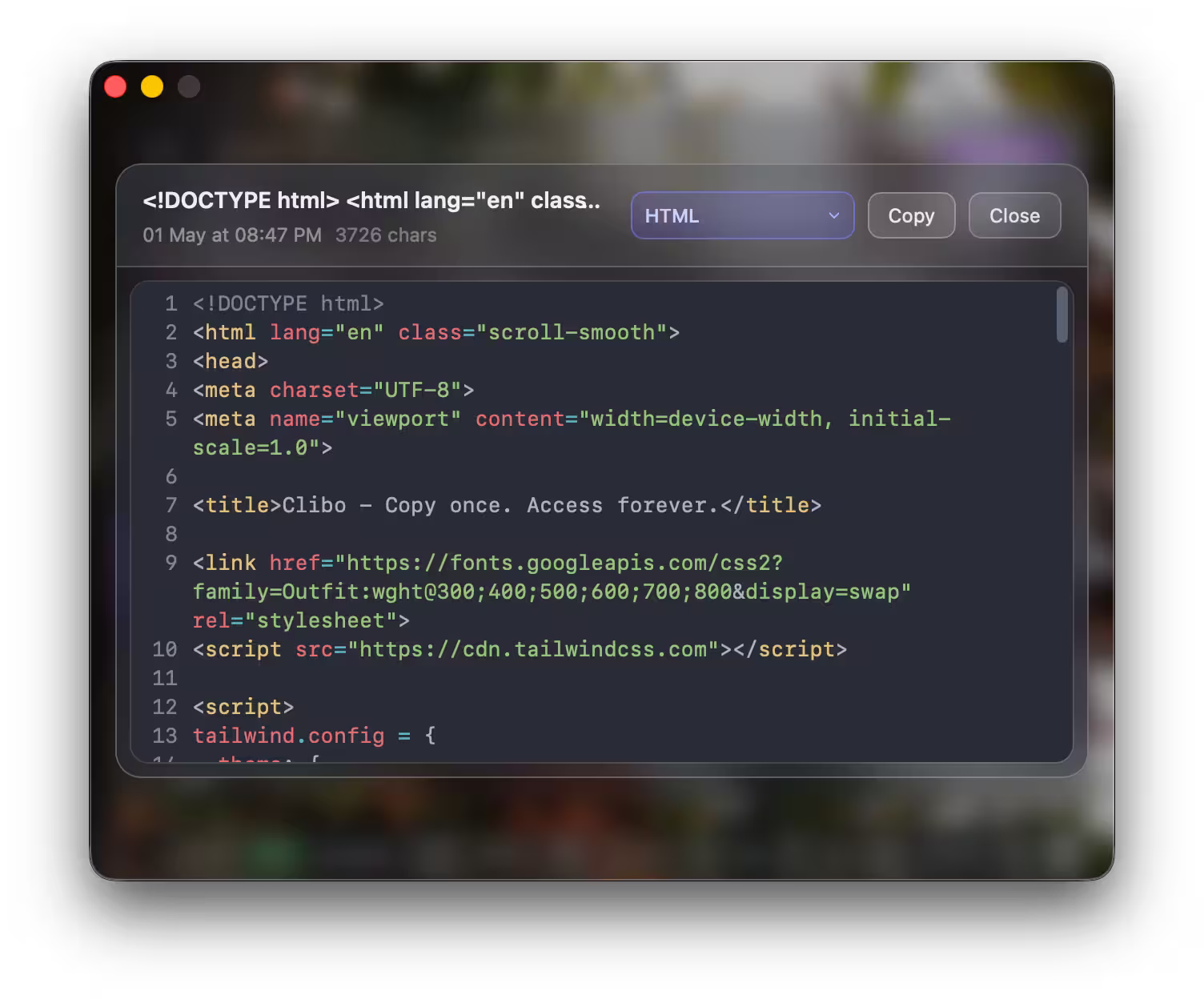 Clibo Code Preview